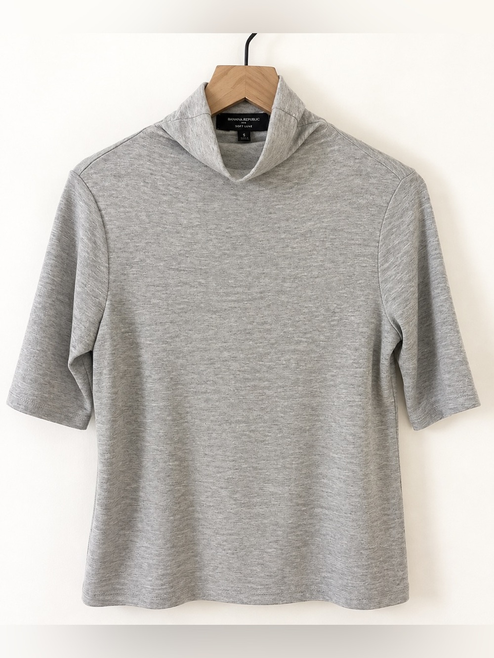 Banana Republic Soft Luxe Gray Mock Neck Short Sleeve Top